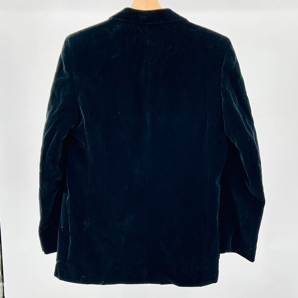 Vintage 80s Oleg Cassini Black Velvet Two-Button Blazer Jacket - Picture 3 of 6